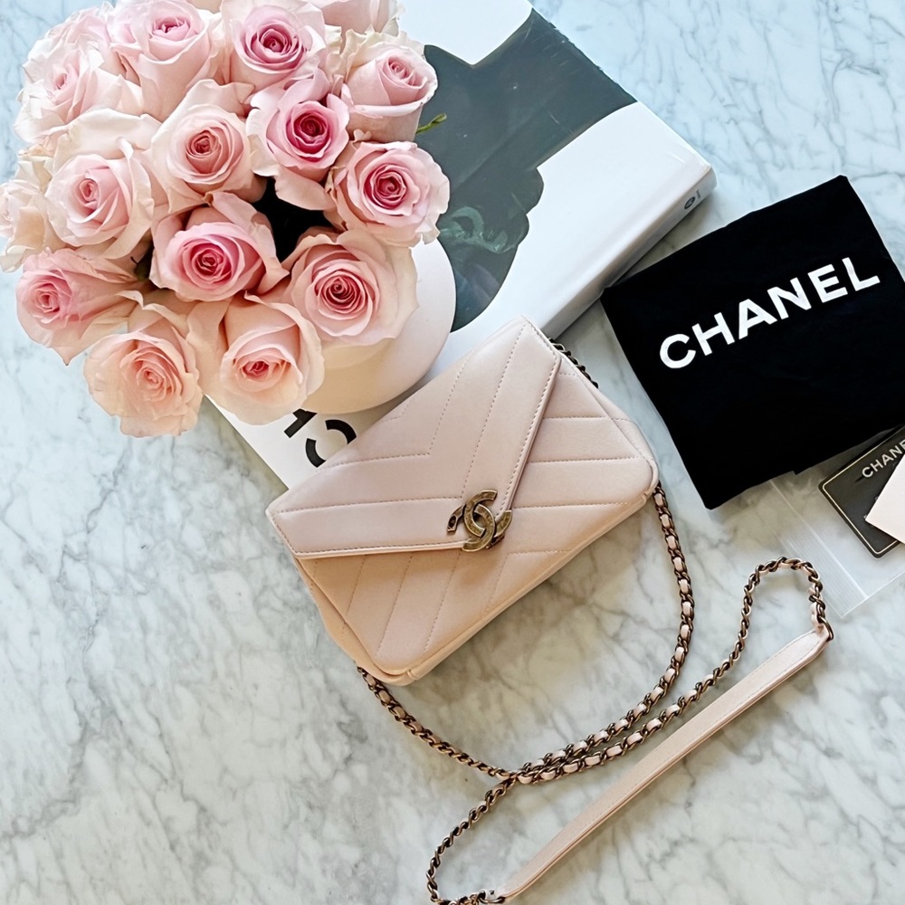 Chanel Coco Envelope Flap Bag Chevron Leather Small